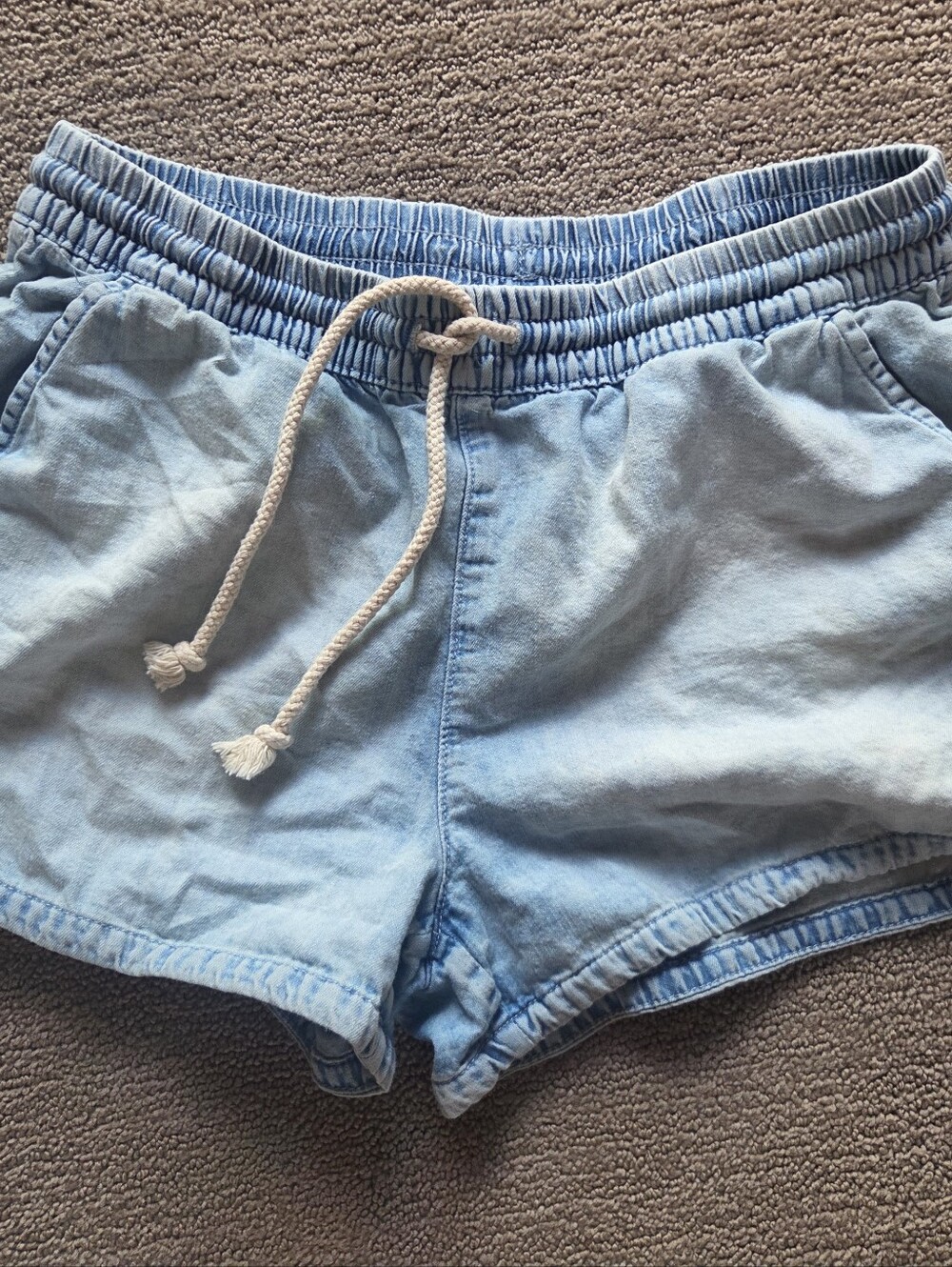 Aerie Light Blue Elastic-Waist Shorts